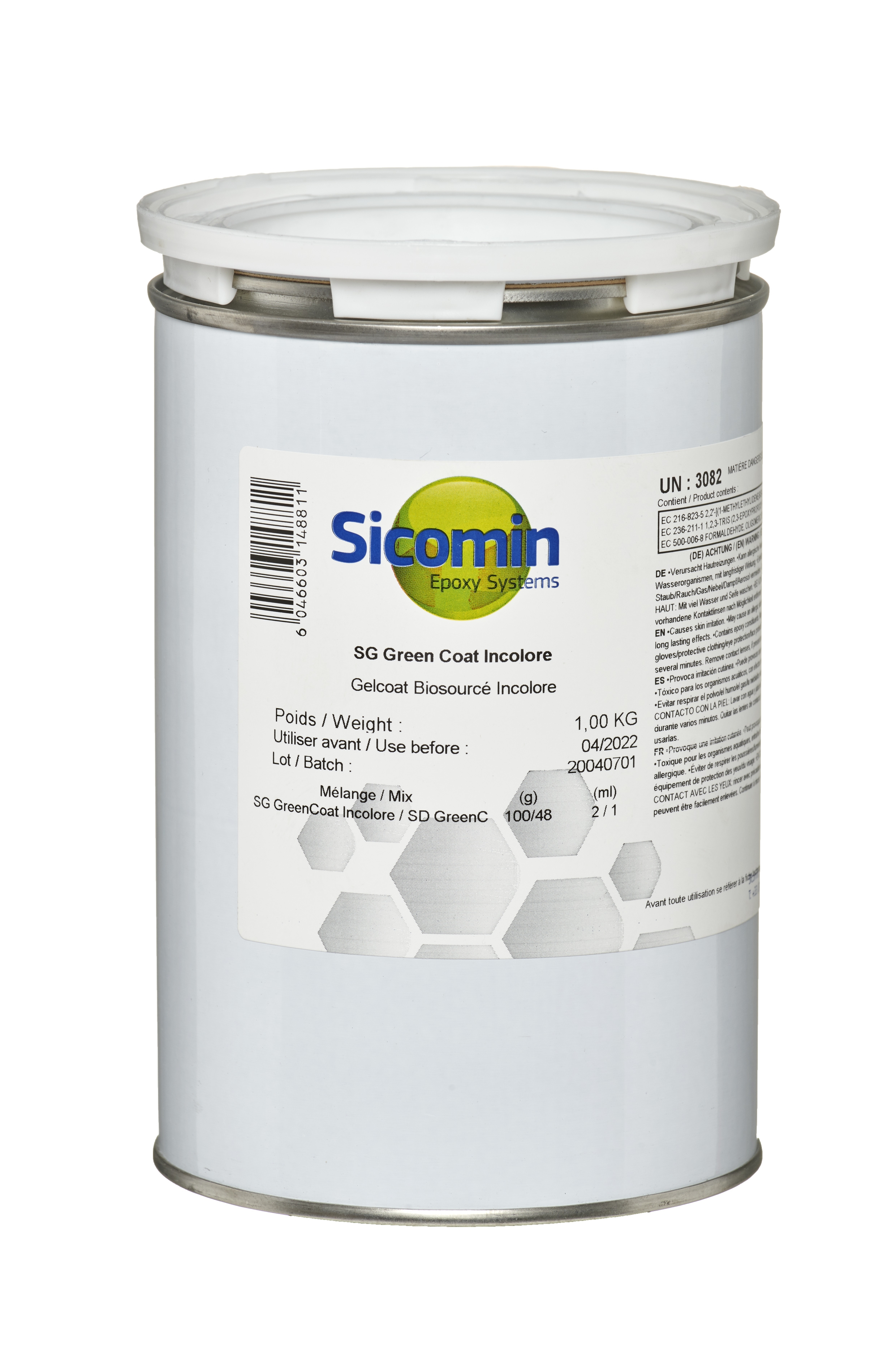SICOMIN Gelcoat SG GreenCoat Incolore, 1kg; farbloses Gelcoat-Harz