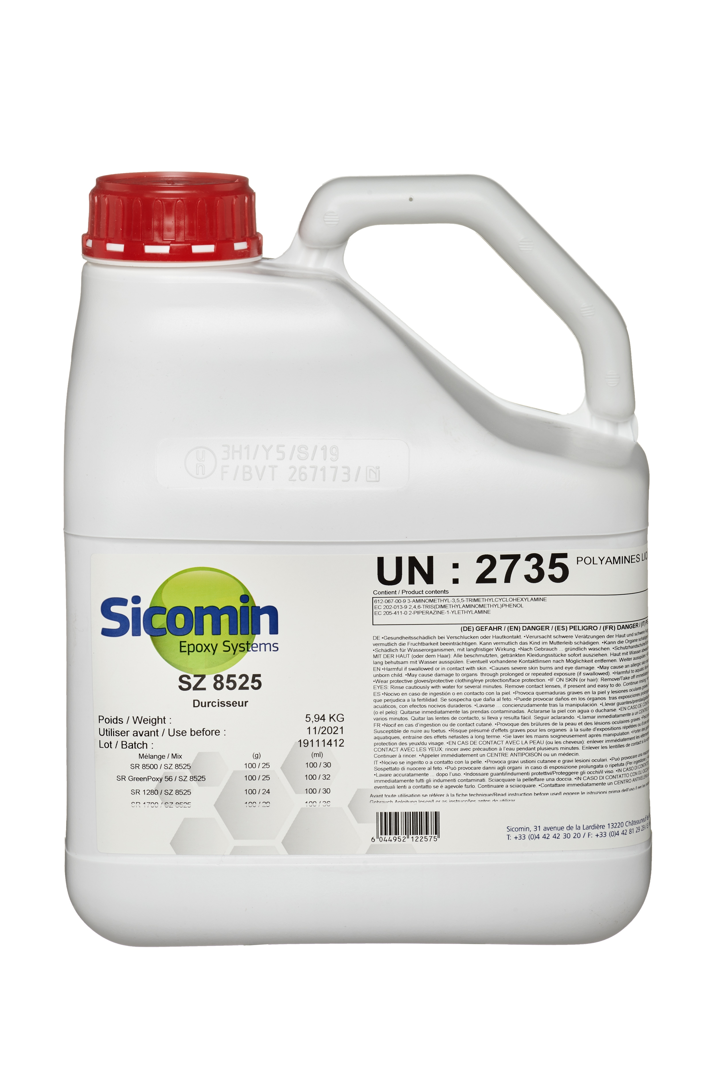 SICOMIN SZ8525 EVO schneller Heisshärter, 4,56kg, für Serien-Produktionen, klar