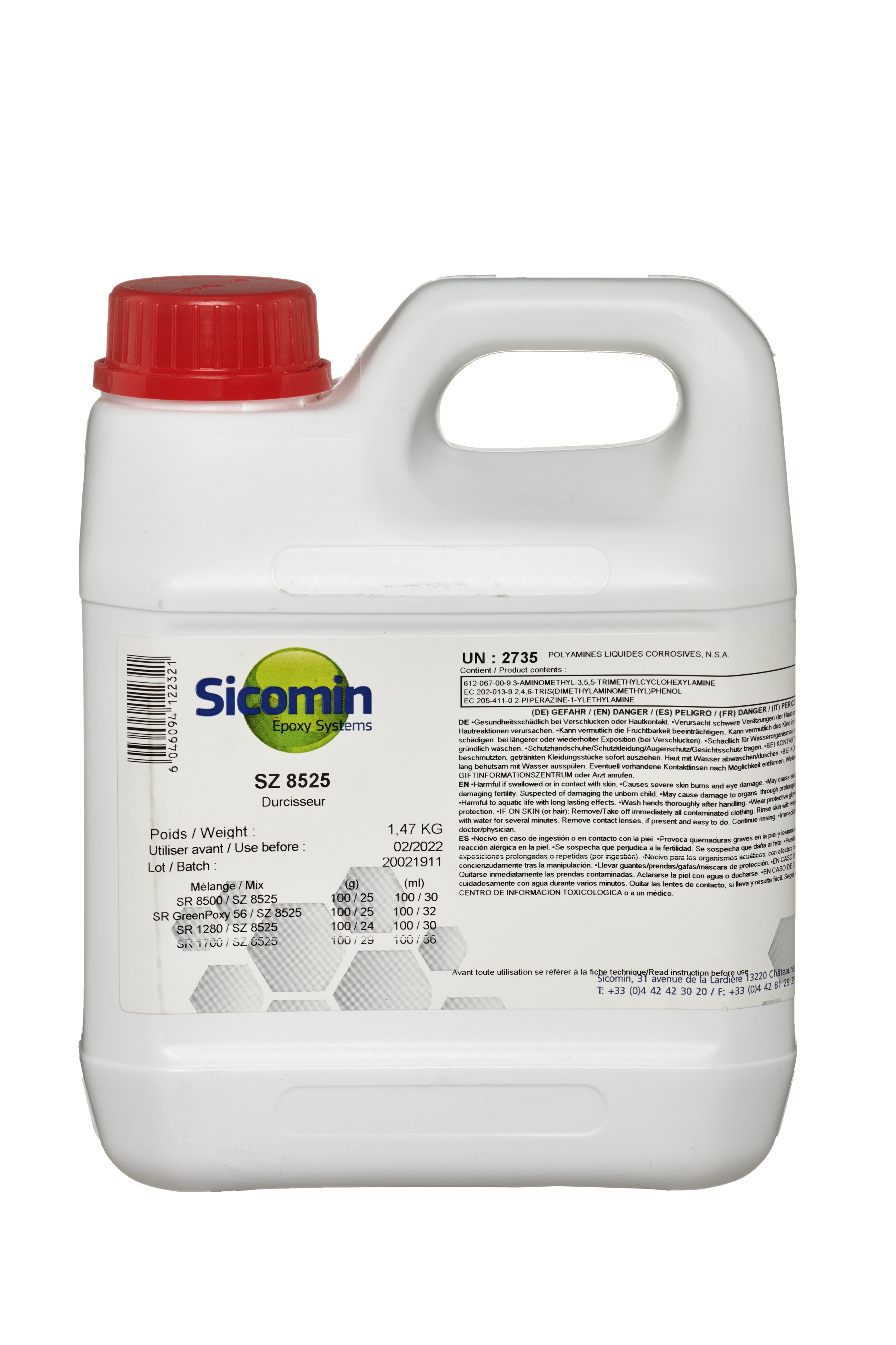 SICOMIN SZ8525 EVO schneller Heisshärter, 1,3kg, für Serien-Produktionen, klar